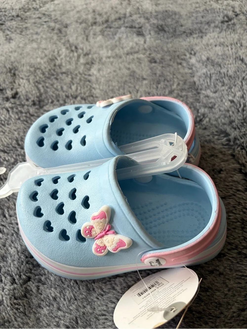 Koala Kids Light Blue & Pink Butterfly Slip-On Clog